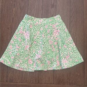 Fabletics Floral Green and Pink girls Skort skater circle size medium 8-10